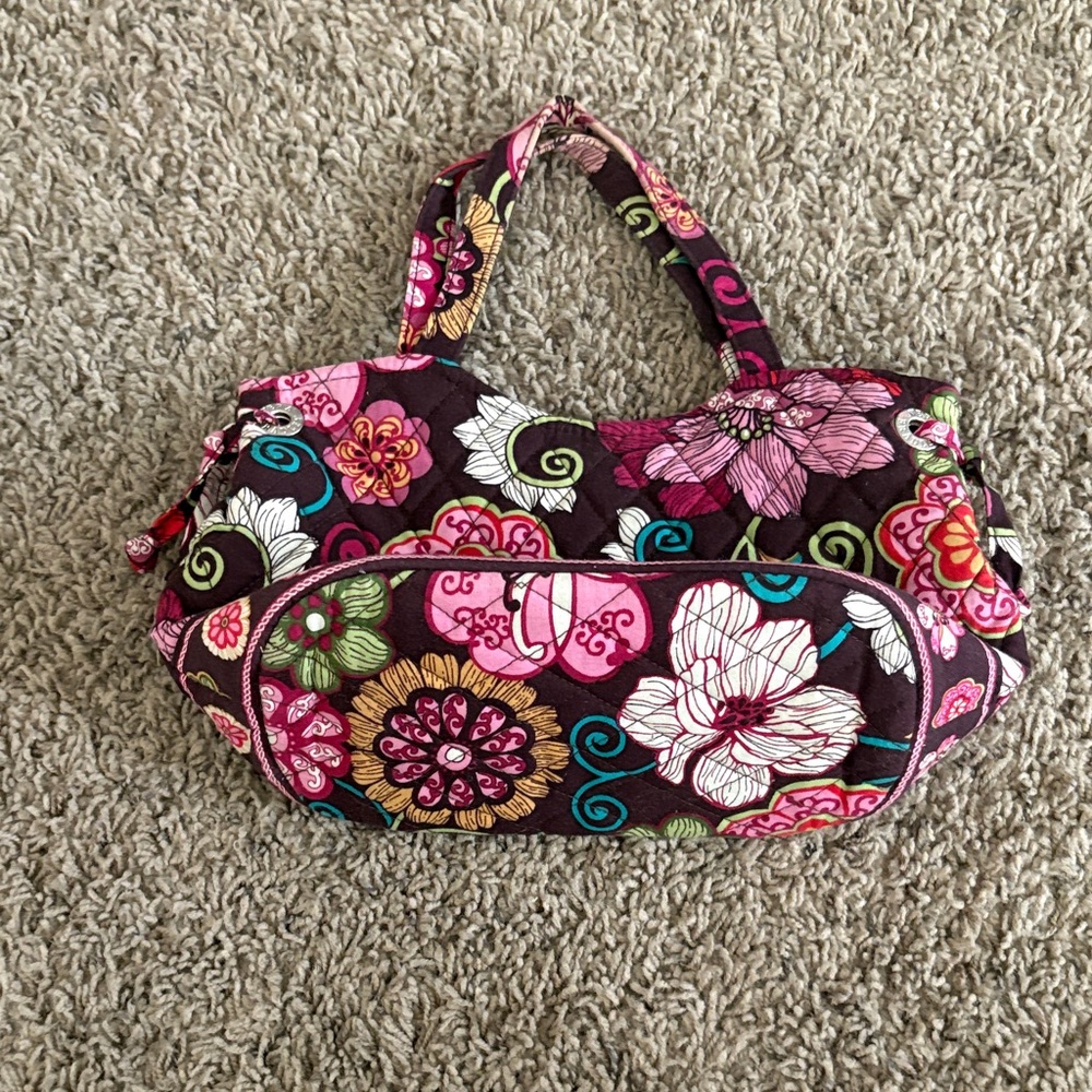 Vera Bradley Pink and Green Floral Hand Bag - Picture 2 of 5
